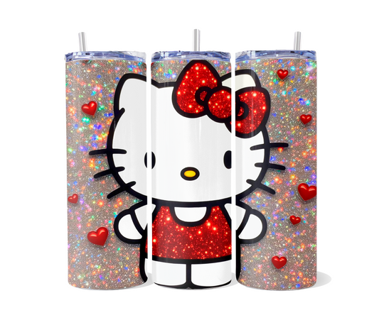 Glittered Hello Kitty Tumbler